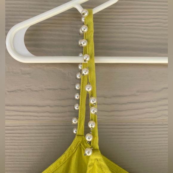 MARCNEWYORK XL neonyellow linen pearl spaghetti straps semi sweetheart neckline. - Picture 7 of 16